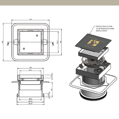 [ART] F/W Bermuda Mega Square 100x100mm - 100mm Outlet