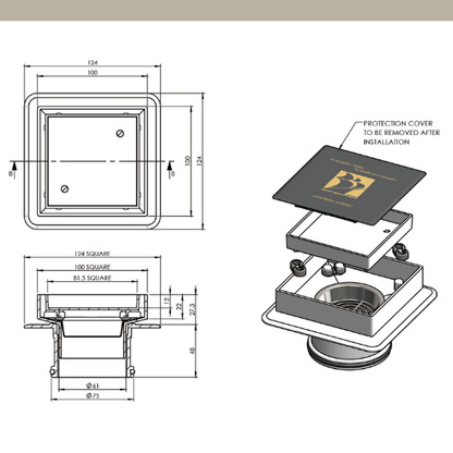 [ART] F/W Bermuda Mega Square 100x100mm - 80mm Outlet