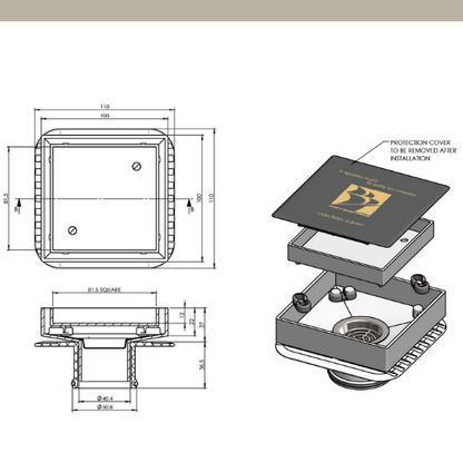 [ART] F/W Bermuda Mega Square 100x100mm - 50mm Outlet