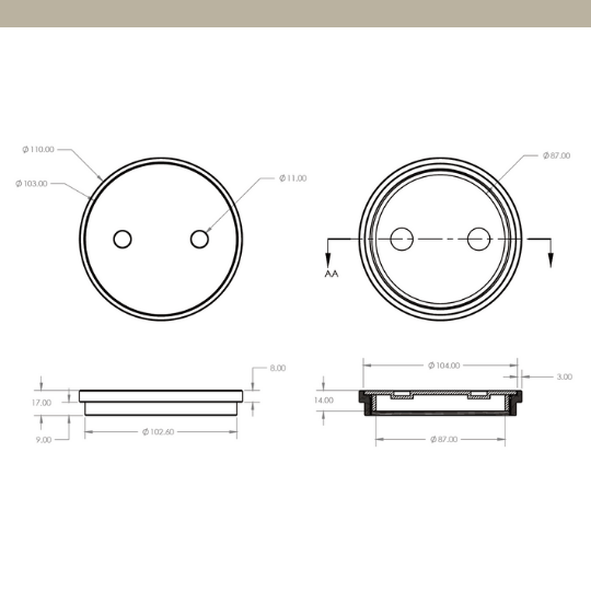 [ART] 100mm ROUND Clear Out Push In CP - Chrome(IO)