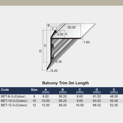 [BAT] Balcony Trim 08mm Matt Silver