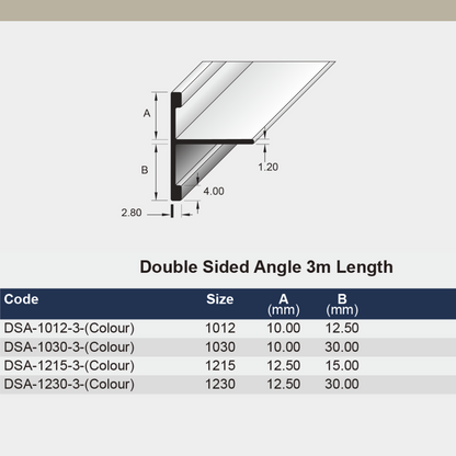 [BAT] Double Sided Alum. Angle 12.5 x 30mm x 3m Mill Finish