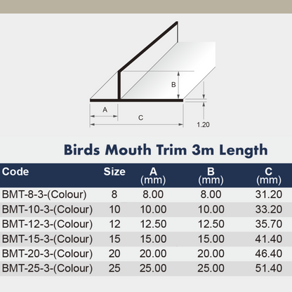 [BAT] Birds Mouth Trim 10mm Matt Silver