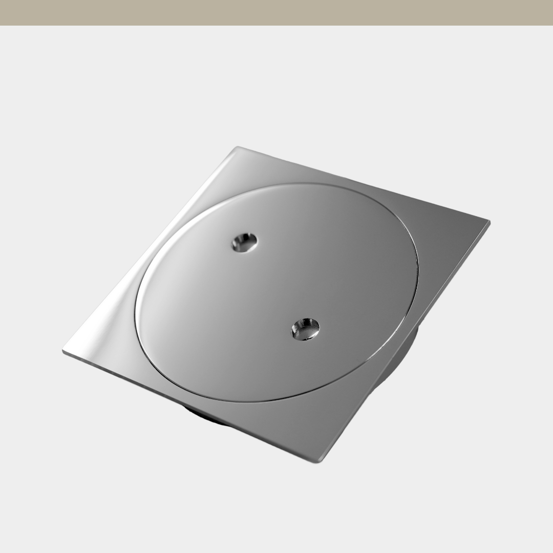 [ZENTIX] Brass Square Cleanout 113 x 113mm, 100mm Outlet - Chrome