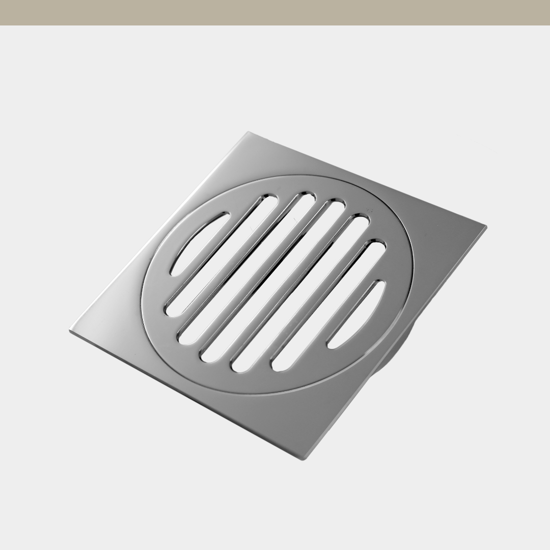 [ZENTIX] Brass Standard Floor Waste 110 x 110mm, 100mm Outlet - Chrome