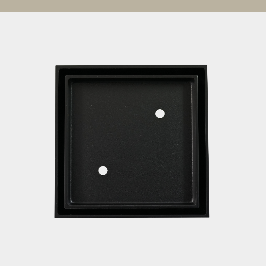 [ZENTIX] Brass Tile Insert Floor Waste 115 x 115mm, 80mm Outlet - Matt Black