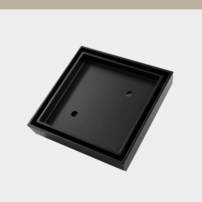 [ZENTIX] Brass Tile Insert Floor Waste 115 x 115mm, 80mm Outlet - Matt Black